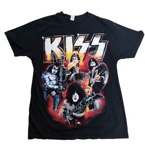 Kiss Black Short Sleeve Graphic Tee Band Tee